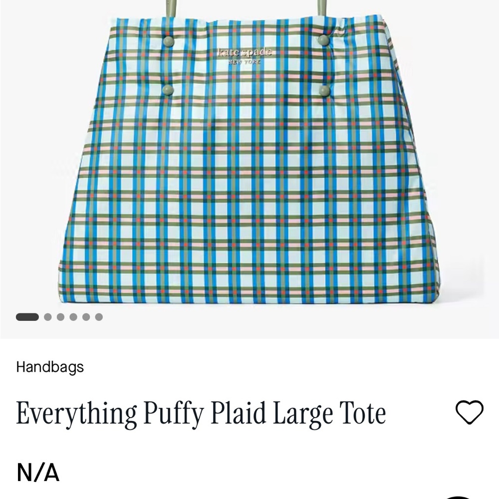 NWT Kate Spade Everything Puffy Plaid Tote - Picture 14 of 14